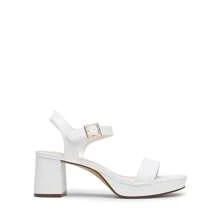 Women Comfortable Chunky Low Heeled Sandals Open Toe Buckle Decor Ankle Strap Heeled Sandals For Daily Wearing Wedding Party Prom - White - View 8
