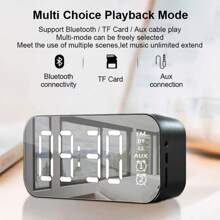 Reloj Despertador Digital Multifuncional con Bluetooth y Radio FM - Negro - Ver 5