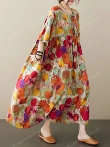 Tops Boho Style Plus Size Casual Holiday Beach Dress, Polka Dot Dress, Summer Fake Japanese Yen Collar Shoulder Sleeved Loose Skirt Short Sleeved Dress,