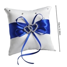 1 方形戒指枕 手工制作 欧式结婚戒指枕 伴娘双心戒指托 婚礼用品