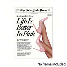 Life Is Better Pink Sail Printing - 1970s New York News Poster, College Style Aesthetic Wall Art For Girls' Bedroom And Dormitory Decoration, Frameless, Valentine's Day Gifts For Her Or Him, 1 PC Keyword Wooden Framed Canvas Painting - Thickness 2. 25cm/0. 9inch, Home Gift Decoration Room Decoration Aesthetic Wall Decoration Art Perfect Gift Autumn And Winter Wall Decoration Living Room Decoration Bedroom Decoration Kitchen Decoration Entry Decoration Bathroom Decoration Direct Wall Painting High Quality Wall Painting Poster - Black and White - View 1
