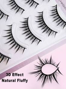 Asiteo 5 Pairs Manga Lashes Faux Mink Eyelashes, Natural & Thick, Lash Extension, Essential Makeup Tool For Travel - 黑色 - 查看 3