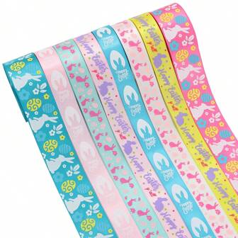 5 metri/lotto nastri Raso di Pasqua da 25mm/16mm, con strisce, accessori per fiocchi, decorazioni per regali, fai-da-te
