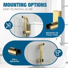 1 Set Handbrause Bidet Sprüher Kit, einfach zu installierender Toiletten-Sitz Bidet Sprüher Set, Edelstahl verstellbarer Durchfluss Bidet Sprüher für Toilettenreinigung