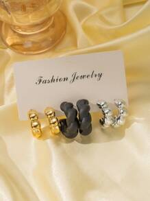 Elegant Fashionable Gold, Silver, Black Lightweight Earring Set, Suitable For Daily Wear All Year Round