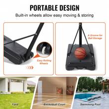 Basketball Hoop, 4-10 Ft Adjustable Height Portable Backboard System, 54 Inch Or 28 Inch Or 32 Inch Or 50 Inch Or 40 Inch Basketball Hoop & Goal, Basketball Set With Wheels, Stand, And Fillable Base, For Outdoor/Indoor,Black - 44 Inch Basketball Hoop & Goal,4-10 Ft Adjustable Height - View 6