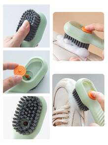 鞋刷和洗衣刷，多功能软毛和液体分配器，适用于家庭清洁鞋子和衣服，家用软毛鞋刷，按压式自动加液鞋刷 - 彩色 - 查看 5