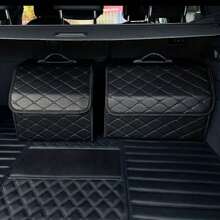 1 Stück Kofferraum Organizer Große Kapazität Box Auto Mehrzweck Werkzeuge Aufbewahrungstasche Verstauen und Ordnen PU Leder faltbare Tasche für Notfall Aufbewahrungsbox