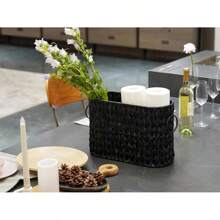 Toilet Paper Storage,Toilet Paper Basket For Bathroom,Toilet Paper Holder With Storage,Large Toilet Paper Organizer For 6 Mega Rolls,Waterproof Wicker Bathroom Storage Basket,Free Standing,Grey