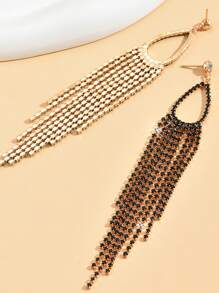 金色长水钻流苏耳环，配有 Cz 耳坠、水晶吊灯吊坠、方形锆石网球耳环和网球流苏耳环，适合女士珠宝。