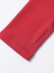 Chaqueta deportiva de manga larga con cremallera, de unicolor, con ojales para el pulgar, ajuste ceñido para fitness, yoga, correr