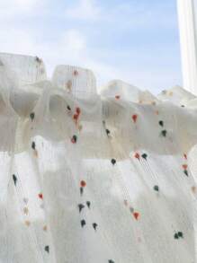 1件波西米亚风双层蕾丝薄纱窗帘，杆袋式设计，方便悬挂，柔软涤纶面料，多种尺寸可选，适合不同场景，适用于卧室、客厅、房间装饰。 - 白色 - 查看 4