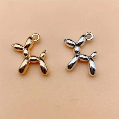 10 Pcs Gold And Silver 3D Balloon Dog Metal Jewelry Pendant Earrings Bracelet DIY Necklace Jewelry Making Jewelry