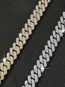2pcs Hip Hop Style Funky Cuban Chain Necklace Plus Bracelet, Unisex Rapper's Jewelry Set ,Perfect Gift For Cool Friends - Set - View 6
