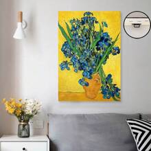 Irises Vase Flower, Vincent Van Gogh Art Reproduction. Giclee Canvas Prints Wall Art For Home Decor Valentine's Day Gift,Framed Poster - Framed - View 3