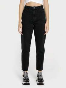 Women's High Waist Mom Jeans With Butt Lift - 黑色 - 查看 1