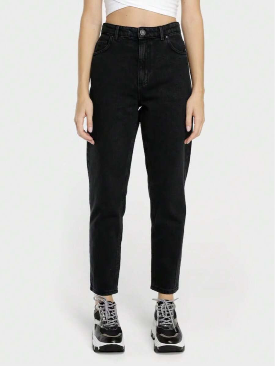 Women's High Waist Mom Jeans With Butt Lift - 黑色 - 查看 1