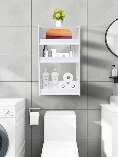Estante de baño sobre el inodoro, estante de almacenamiento mural, organizador de cosméticos para baño y pared