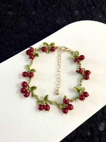 Juego de joyas artesanales con piedras naturales con diseño floral - Incluyendo pendientes, pulsera y collar para mujeres - Pendientes pulsera collar con piedras de color arándano - Ver 22