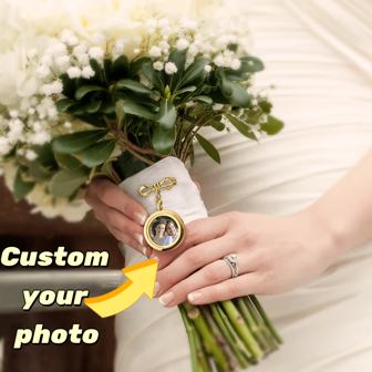 [Personalización] Joyería del ramo de novia personalizada con foto - Regalo personalizado para la novia - Insignia de solapa personalizada con foto - Joyería de corsage con foto - Regalo personalizado para el novio - Insignia de solapa con foto - Insignia conmemorativa