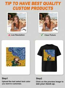 Customized Men's T-Shirt With Personal Design, Upload Your Photo/Group Photo/Lover/Best Friend/Pet/Landscape/Logo/Your Design, Black T-Shirt, Valentine's Day/Birthday/Anniversary Photo Customization, Holiday Gift, Anniversary Gift, Company Team Building Uniform, Music Festival, Gift For Him