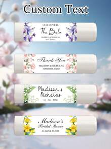 12-192Pcs Custom Text Wedding Stickers, Personalized Wedding Labels, Customized Party Favour Labels, Customizable Wedding Party Self-Adhesive Stickers, Party Bag Labels, 5.4x5.4cm, 12 Styles, Suitable For Her, Bestie, Couple, Girlfriend,Graphic Print