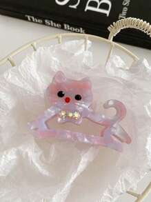 1pc Cute Cat Acrylic Rhinestone Decor Hair Claw Clip, Sweet Hair Claw Bangs Hair Accessories,Claw Clips,Hair Jaw Clip,Hair Clutch