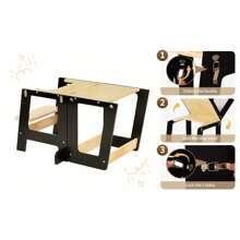 Foldable Kitchen Step Stool With Railing, Blackboard, Learn To Stand Kitchen Counter Tower - Black - View 4