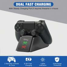 JOMAA Ps4 控制器充電器雙 Usb 快速充電底座,適用於 Playstation 4 Ps4/ps4 Slim/ps4 Pro 遊戲手柄(黑色) - 黑色 - 查看 8