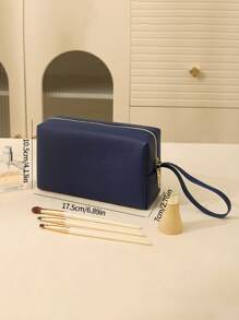 1pc Women Personalized PU Leather Cosmetic Bag Inner Lining, Portable Travel Toiletry Pouch, Fashion Large Capacity Grooming Bag, Embroidered Letter Beauty Organizer, Suitable As Gift For Family, Friends, Mother, Girlfriend, Valentine's Day, Christmas, Nurse's Day, Teacher's Day, Birthday - Multicolor - View 11