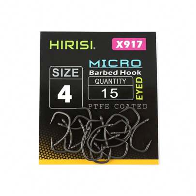 HIRISI Hirisi 15pcs Carp Fishing Hooks With Eye Micro Barb High Carbon Steel Fish Hooks PTFE Coated Fishing Accessories