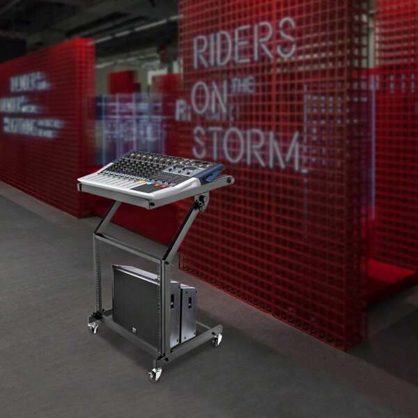 YIYIBYUS Studio Mixer Stand DJ Cart 9U Rolling Rack Studio Equipment Cart Adjustable TOP