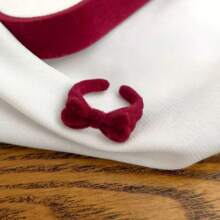 1pc Cute Elegant Sweet Bowknot Flocked Design Ring, Adjustable Ladies' Daily Casual Office Holiday Birthday Gift, Versatile