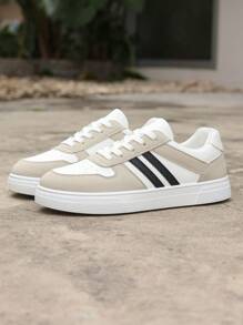 New Fashion Color Block Flat Platform Sneakers, Comfortable Breathable Lace-Up Casual Sport Shoes For Women