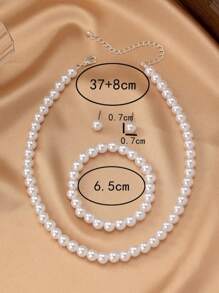 4 pièces Ensemble de bijoux mode et élégant composé de boucles d'oreilles à perles de nacre, d'un collier et d'un bracelet