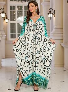 Bohemian Batwing Sleeves Kaftan Plus Size House Dress Modest Arabian Dress Outfits