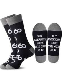 1 Pair Birthday Gifts For Men Aged 18/21/30/40/50/60/70/80, Funny Mid-Calf Socks For Men, Socks With Age Letters, Age Socks For Men, Birthday Gifts For 18/21/30/40/50/60/70/80 Years Old, Very Cool Gifts For Men, Novelty Men Socks, Fall - Black - View 8