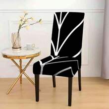 2/4/6pcs Creative Personalized, Special Black And White Texture Decoration, Printed Chair Cover, Fashionable Printing, Elastic And Easy To Install, Enhancing Seat Style