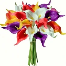 4/10/20 Piezas Flores Artificiales de Cala Lili, Flores de Cala Lili Realistas de Textura Simulada para Decoración del Hogar, Jardín, Oficina, Fiesta, Boda, Ramo, Centro de Mesa, Pascua - Multicolor - Ver 22