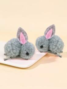 2pcs Bunny Hair Clips For Girls White Pink Bunny Shaped Alligator Clips Adorable Rabbit Hairpins Easter Holiday Barrettes Toddler Girl Bows Kids Hair Accessories - Bunny - View 5