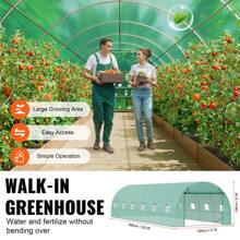 Walk-In Tunnel Greenhouse, 29.5x9.8x6.6 Ft Or 29.2x9.7x6.5 Ft Or 27.4x9.5x7.4 Ft Or 14.6x6.4x6.3 Ft Or 9.6x6.4x6.2 Ft Or 19.4x9.7x6.5 Ft Or 11.3x6.4x6.3 Ft Hoop House With Galvanized Steel Frame, PE Cover, Zipper Door, 12 Windows For Outdoor Use - 29.2x9.7x6.5 ft, Green PE Cover, Roll-up Zipper Door and 12 Windows - 查看 5