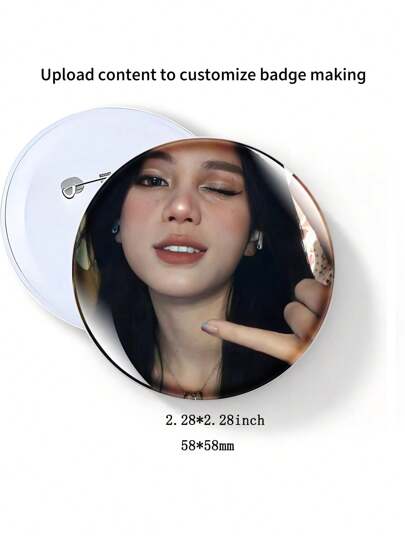 1pc 5.8cm/2.28inch Customizable Pin Round Badge, Button Pin, Suitable For Attaching To Clothes, Bags, Backpacks, Can Be Used For Collection Display, Wedding Party Activities, Daily Badges, Fun Gift For Friends And Family