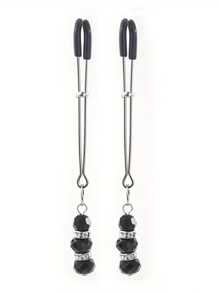 A Pair Of Manyjoy Elegant Beaded Mammary Labia Clips, BDSM Binding Clitoris Clips, Metal Nipple Clips With Pendants, No Power, No Battery, Sensual Intimate Toy Accessories, Sex Toys,Boob Toys