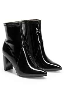 DREAM PAIRS Women's Fashion Pointed Toe High Chunky Heel Ankle Boots With Inside Zipper