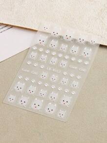 2 piezas de pegatinas de uñas con diseño lindo de gato blanco, estética kawaii de gato, decoración de manicura estilo Y2K coreana, calcomanías deslizantes DIY
