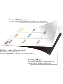 1 件磁性可擦除周计划器、冰箱白板磁性板、记事板、家庭必需品，包括 1 支高品质记号笔和橡皮擦 - 彩色 - 查看 7