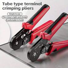 1pc Multi-Functional Electrician's Crimping Pliers, Adjustable Ratchet Wire Terminal Connector Crimper Tool, Serrated 4-Angle & Hexagonal Teeth Crimping Range 0.25-10mm² & 0.25-6mm², For Wire Repair, Electrical Equipment, Mechanical Maintenance, Also Known As Wire Crimping Pliers, Terminal Pliers, European-Style Tube Crimper, Electrician Tool