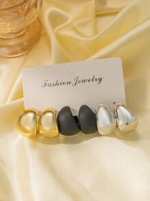 Elegant Fashionable Gold, Silver, Black Lightweight Earring Set, Suitable For Daily Wear All Year Round