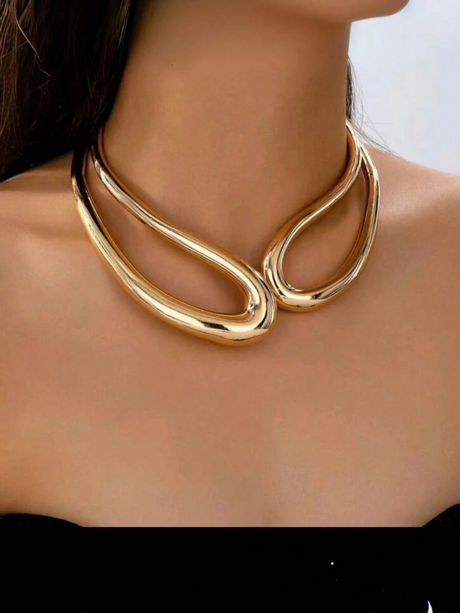 1 件优雅简约时尚金属水滴颈链，女士休闲/沙滩装、礼物和婚礼季节