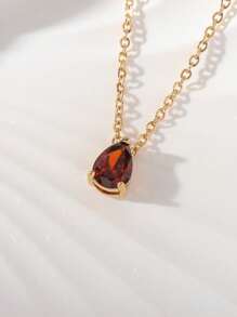 1件定制诞生石项链，锆石水滴形、心形、方形宝石，个性化生日礼物、母亲节礼物、闺蜜礼物 - Tear-Drop - 查看 34